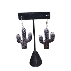 Hand Crafted Genuine Cowhide and Leather Cactus Earrings